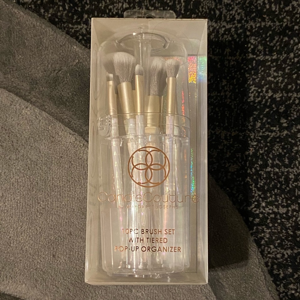 10 piece make up brush set with tired organizer